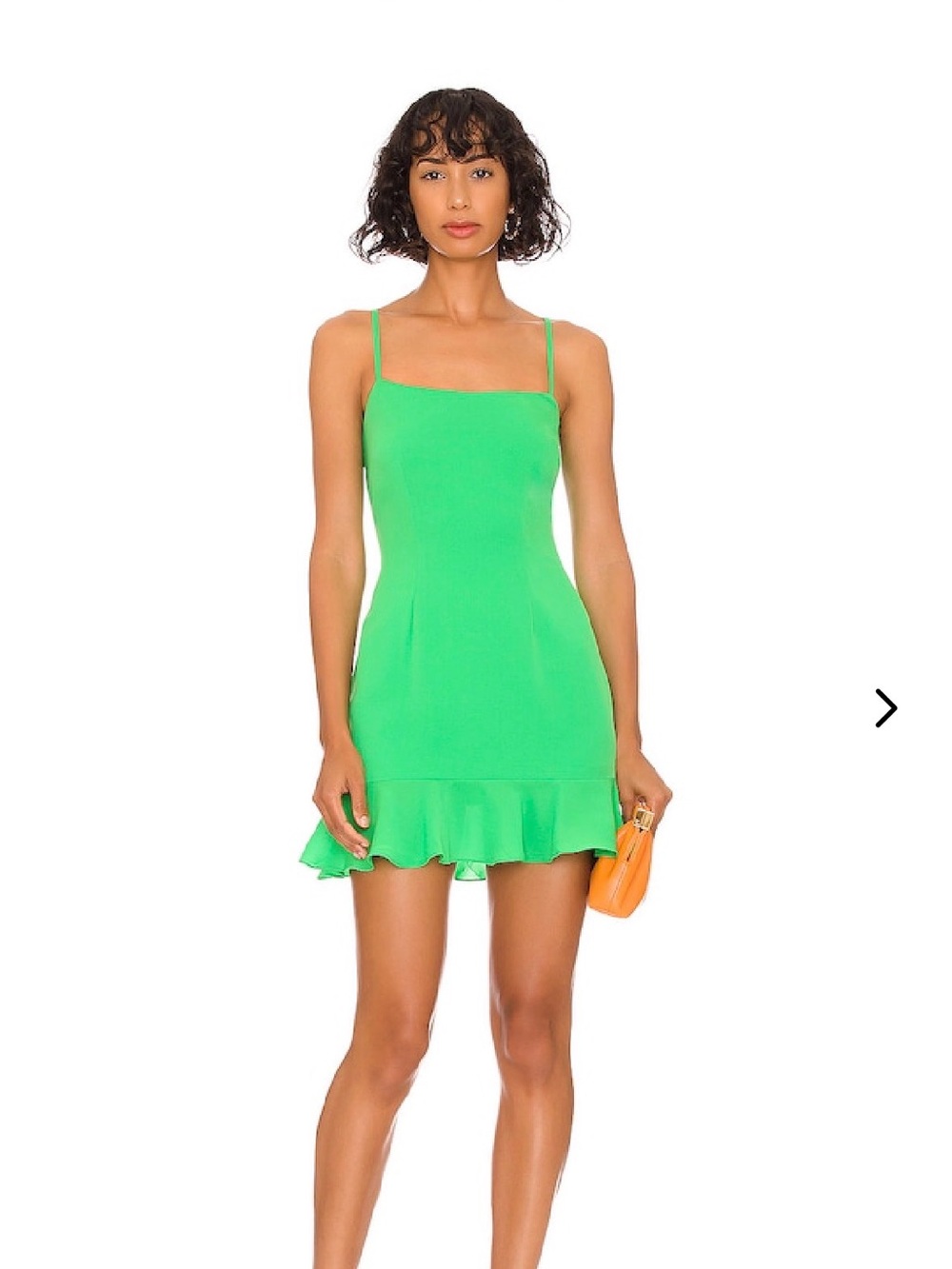 Lovers + Friends Teddy Kelly Green Ruffle-Hem Mini Dress
